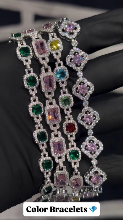 VVS Moissanite Gemstone Tennis Bracelet, Fancy Multicolor Bracelet, VVS1 Moissanite Diamonds, Passes Diamond Tester, 925 Sterling Silver