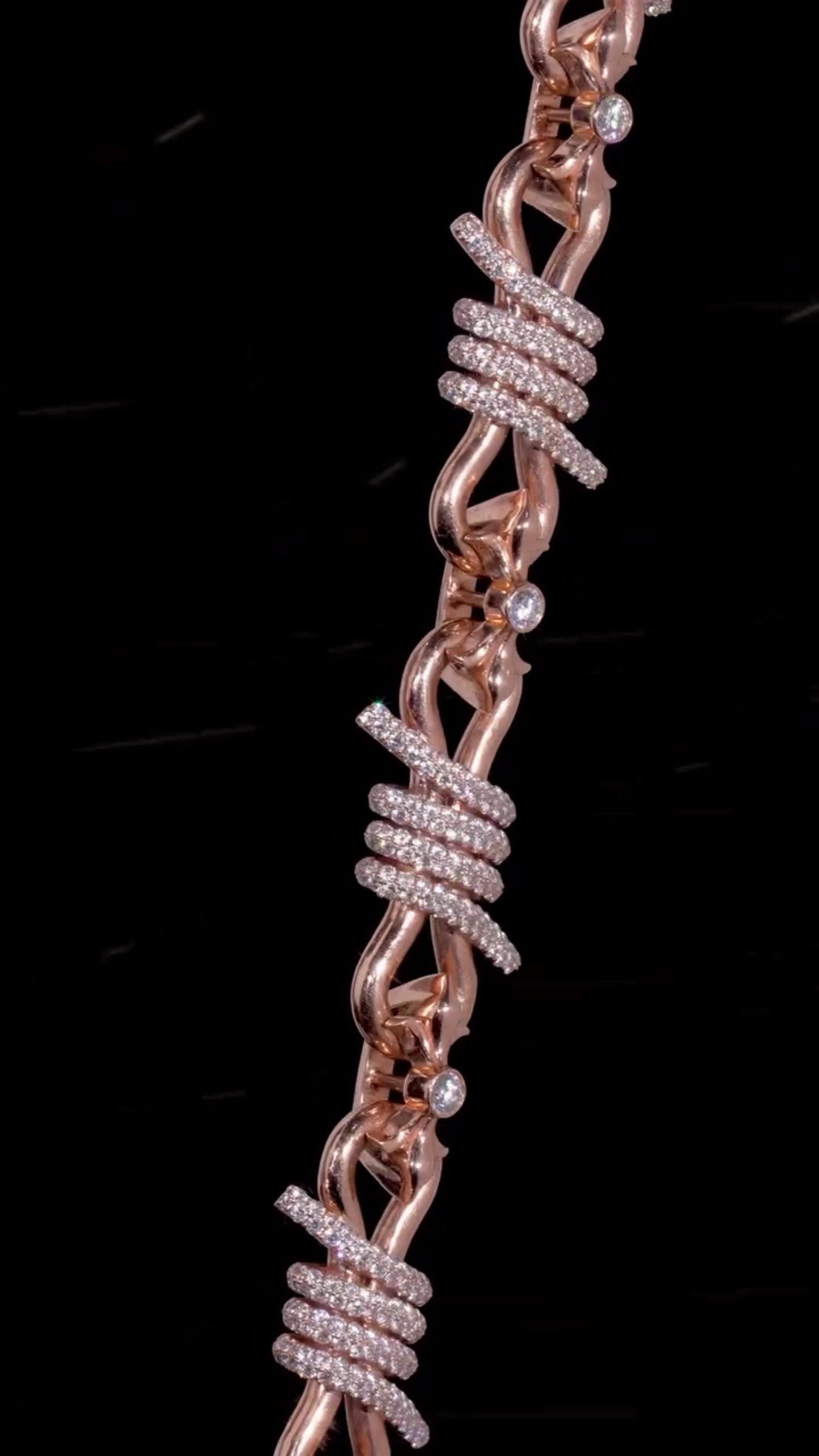 Chrome Barbed Wire Infinity Chain | 25 CT D-Color VVS1 Moissanite Diamond Necklace | Solid 925 Silver Rose Gold Iced Out Jewelry