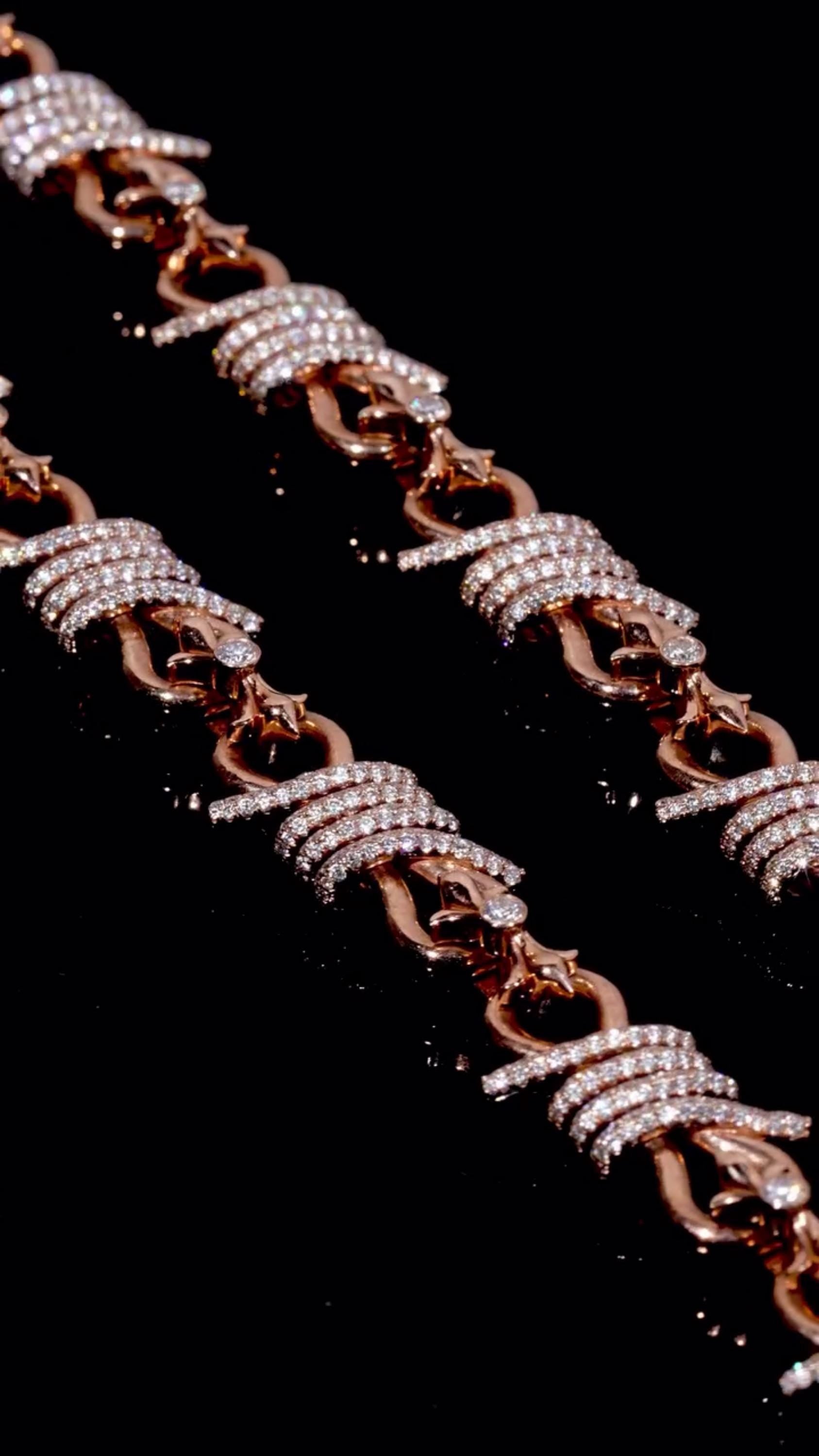 Chrome Barbed Wire Infinity Chain | 25 CT D-Color VVS1 Moissanite Diamond Necklace | Solid 925 Silver Rose Gold Iced Out Jewelry