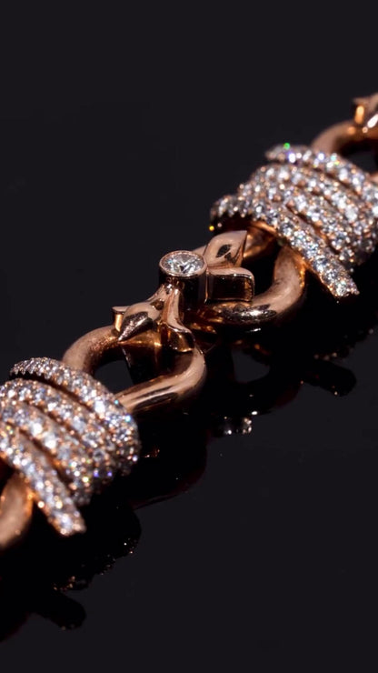 Chrome Barbed Wire Infinity Chain | 25 CT D-Color VVS1 Moissanite Diamond Necklace | Solid 925 Silver Rose Gold Iced Out Jewelry