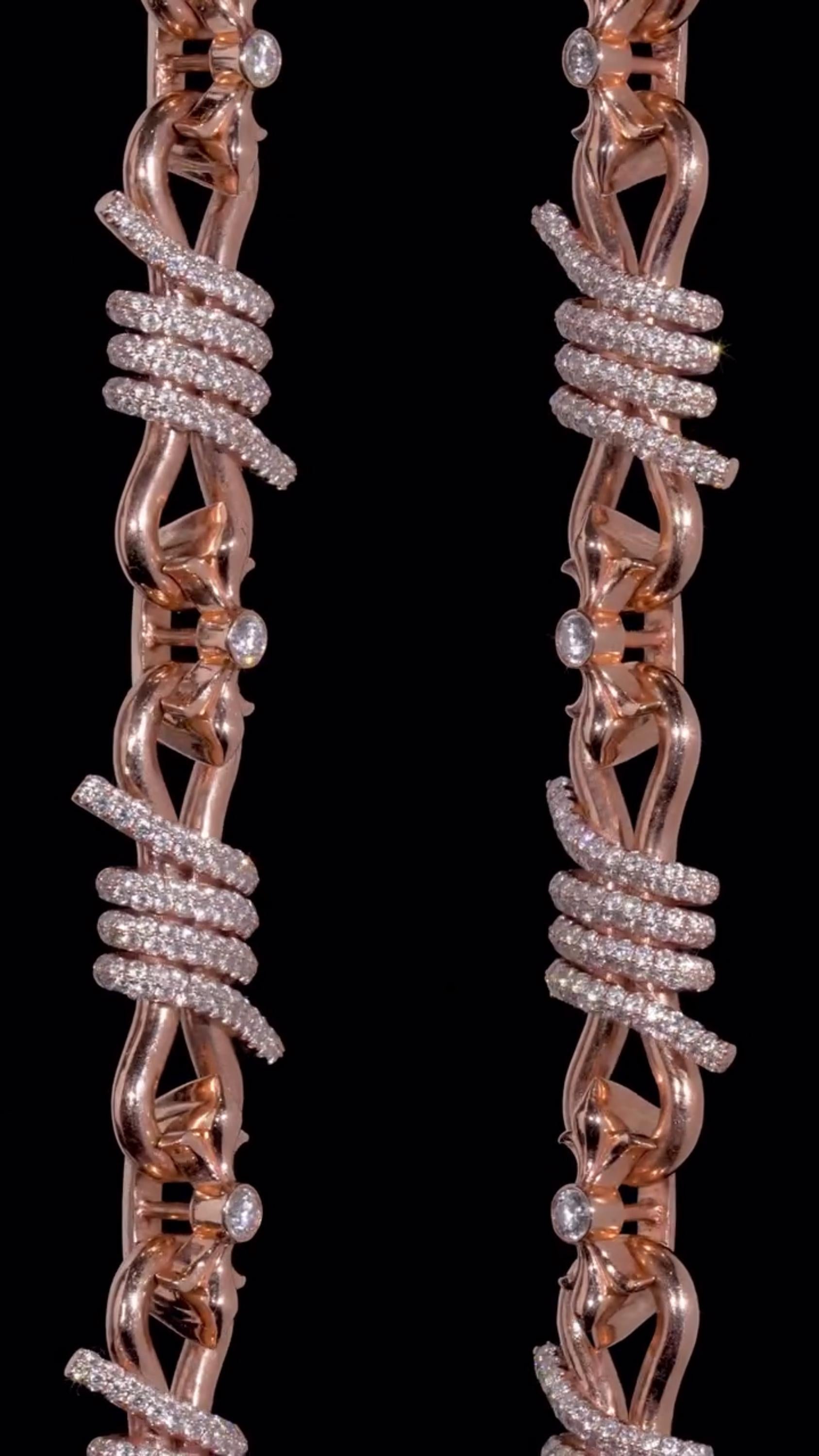 Chrome Barbed Wire Infinity Chain | 25 CT D-Color VVS1 Moissanite Diamond Necklace | Solid 925 Silver Rose Gold Iced Out Jewelry