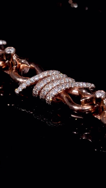 Chrome Barbed Wire Infinity Chain | 25 CT D-Color VVS1 Moissanite Diamond Necklace | Solid 925 Silver Rose Gold Iced Out Jewelry