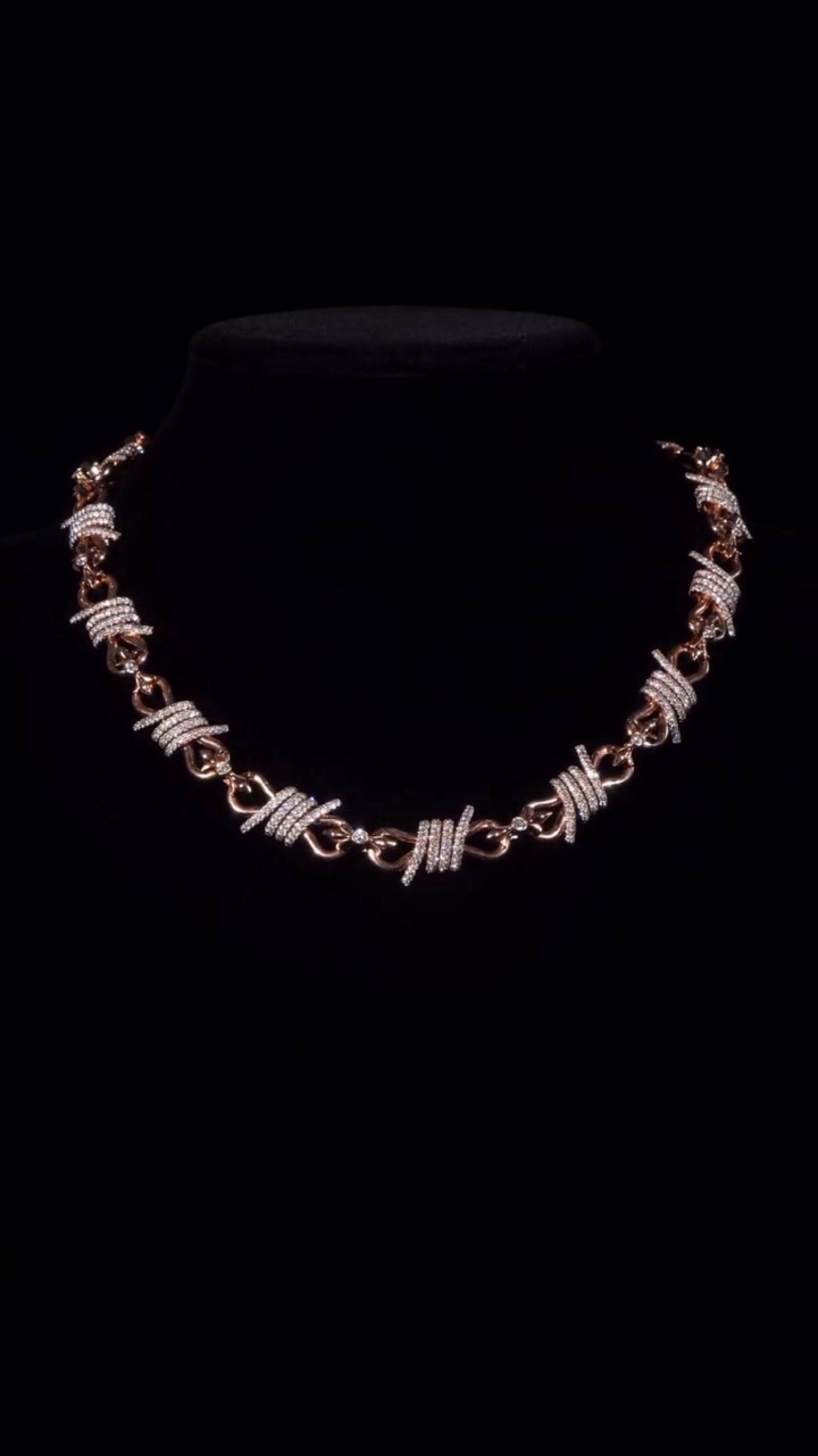 Chrome Barbed Wire Infinity Chain | 25 CT D-Color VVS1 Moissanite Diamond Necklace | Solid 925 Silver Rose Gold Iced Out Jewelry