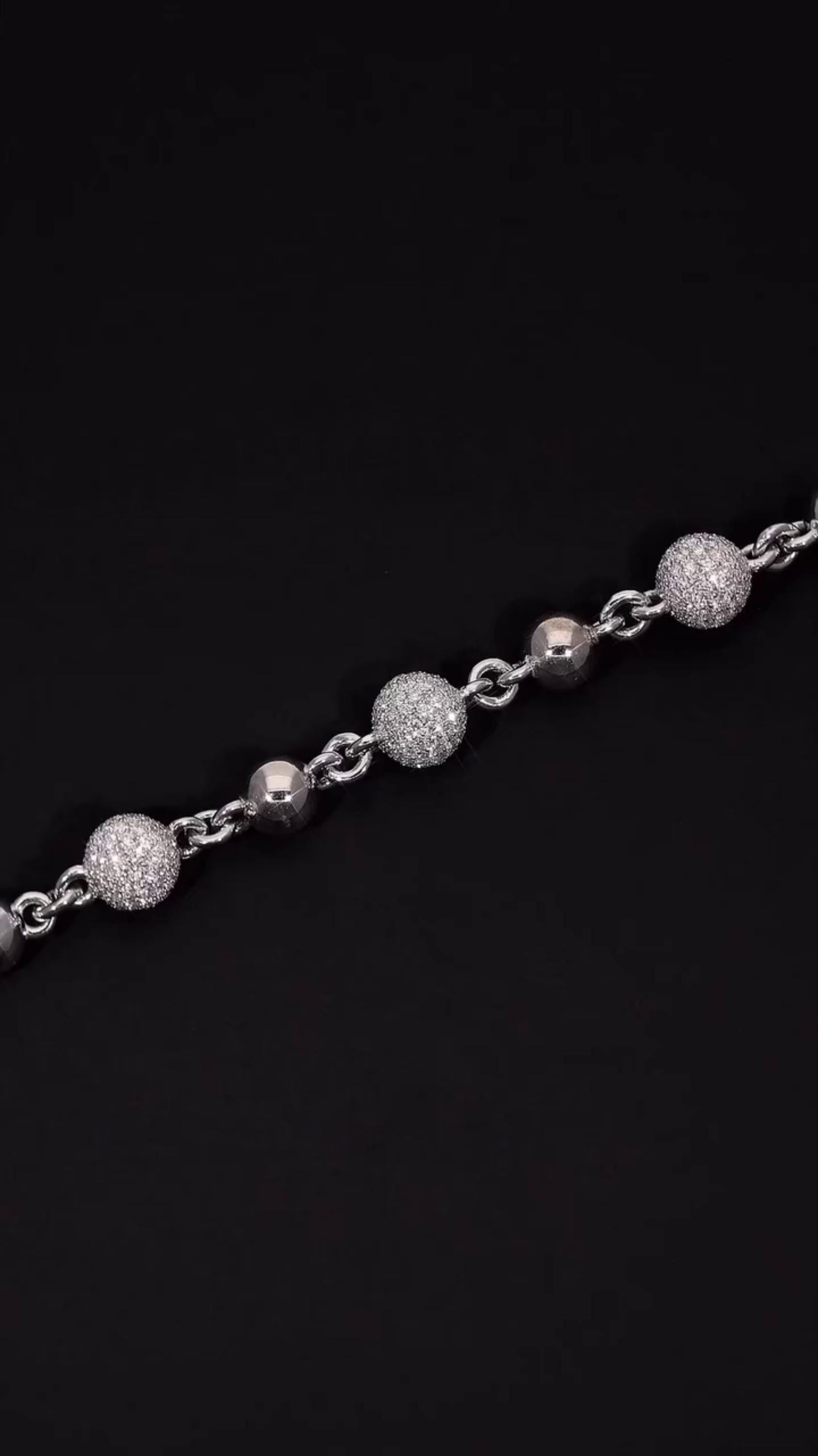 Moissanite Diamond 360 Ball Link Chain, D Color VVS1 Moissanite, Pass Diamond Tester, Rosary Necklace for Men / Women, 925 Sterling Silver