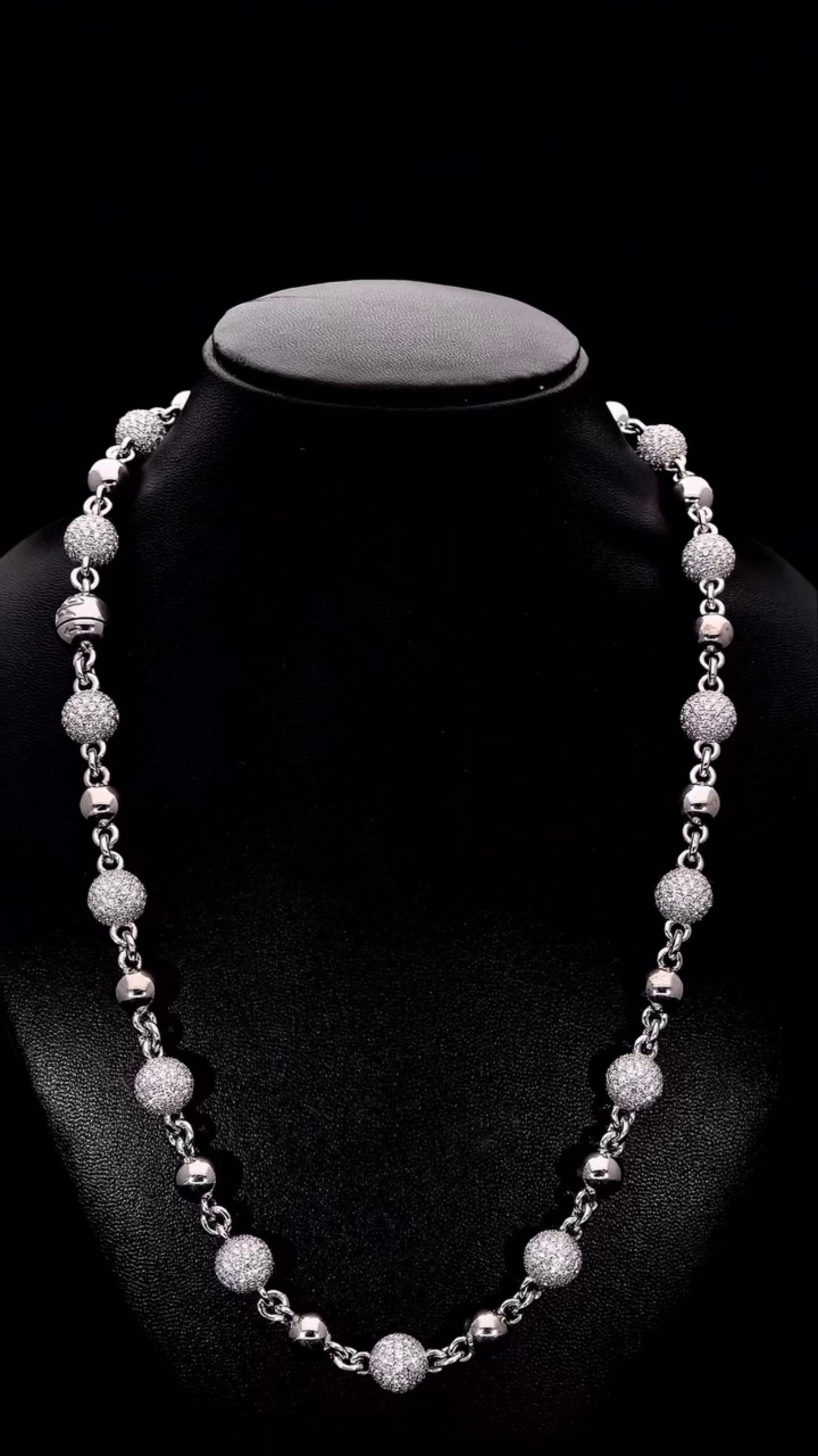 Moissanite Diamond 360 Ball Link Chain, D Color VVS1 Moissanite, Pass Diamond Tester, Rosary Necklace for Men / Women, 925 Sterling Silver
