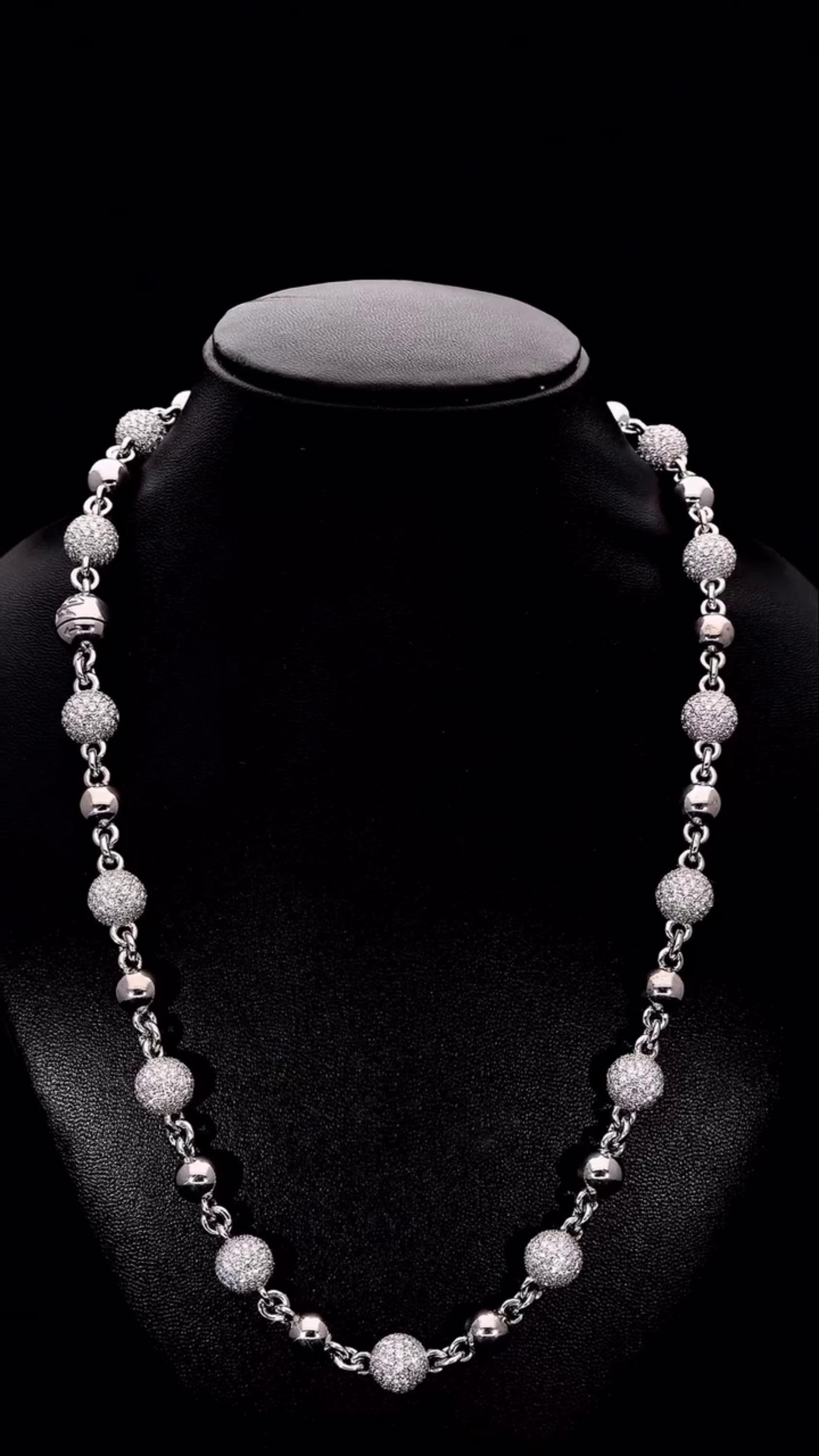 Moissanite Diamond 360 Ball Link Chain, D Color VVS1 Moissanite, Pass Diamond Tester, Rosary Necklace for Men / Women, 925 Sterling Silver