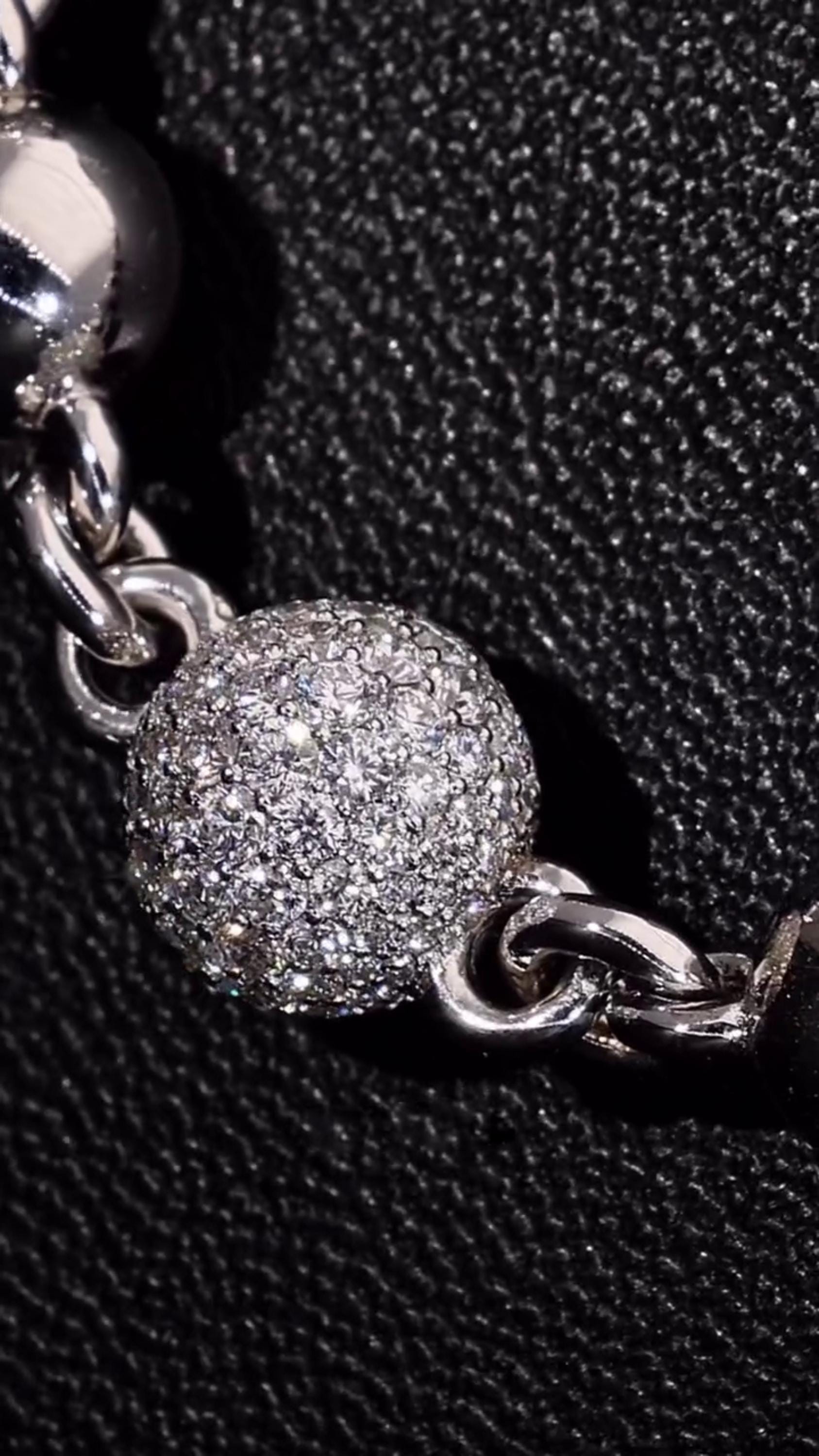 Moissanite Diamond 360 Ball Link Chain, D Color VVS1 Moissanite, Pass Diamond Tester, Rosary Necklace for Men / Women, 925 Sterling Silver