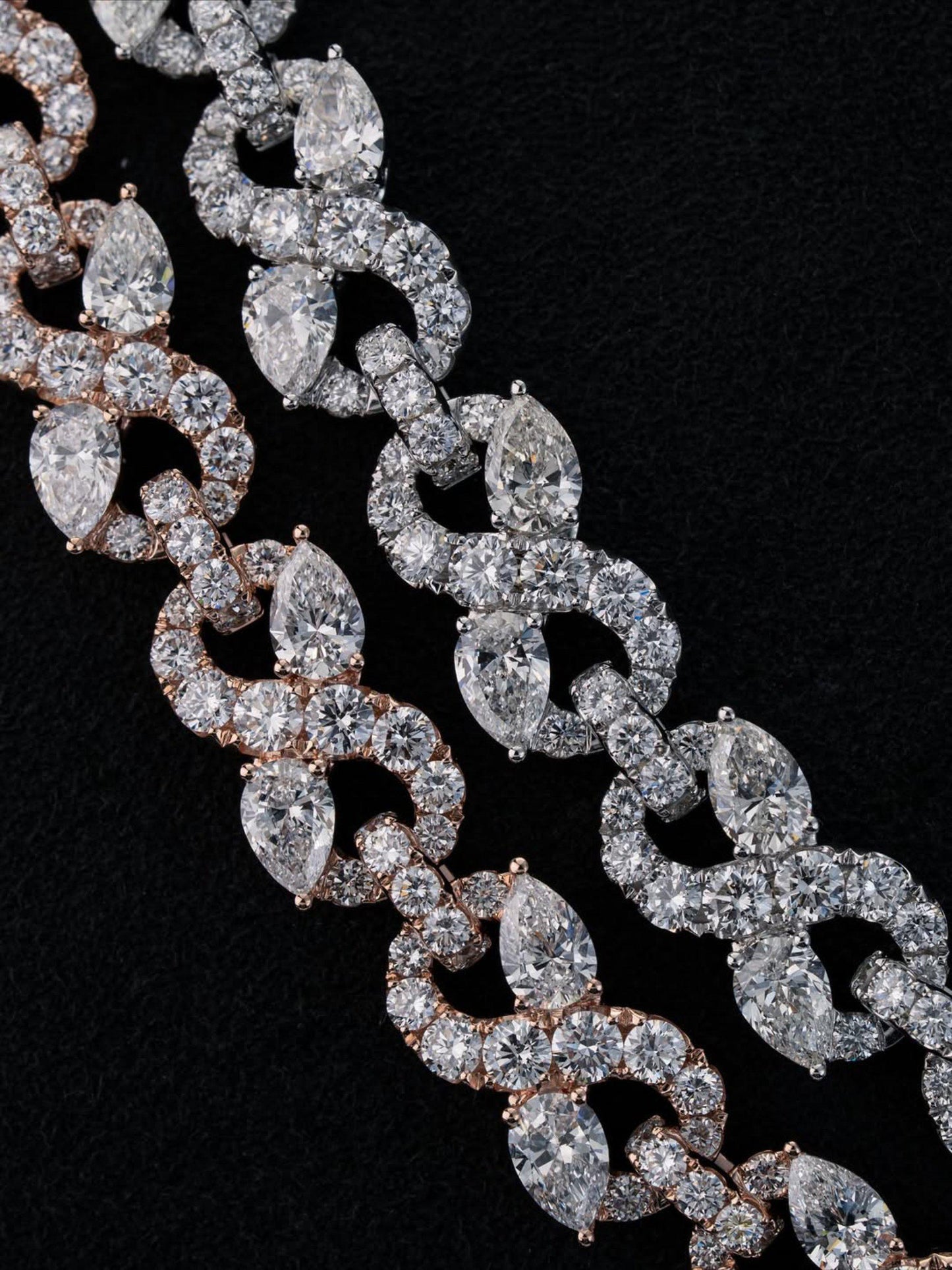 Designer Infinity Link Chain 10mm, VVS1 Quality Round & Pear-cut Moissanite Diamond, Pass Diamond Tester
