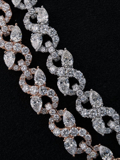 Designer Infinity Link Chain 10mm, VVS1 Quality Round & Pear-cut Moissanite Diamond, Pass Diamond Tester