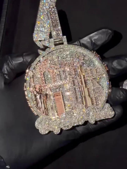 Cust Iced Out Hip Hop Pendant | Chunky Moissanite pendant | 925 Silver / 10K Gold | Custom Handmade Moissanite Jewelry