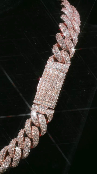 22mm Moissanite Cuban Link Chain | 925 Sterling Silver | D-Color VVS1 Moissanite Diamonds | Iced Out Hip Hop Necklace | 18–30 Inch