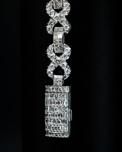 12mm Infinity Link Bracelet | VVS1 Moissanite Diamonds | Rhodium Plated 925 Silver Luxury Hip Hop Jewelry | Unisex Gift