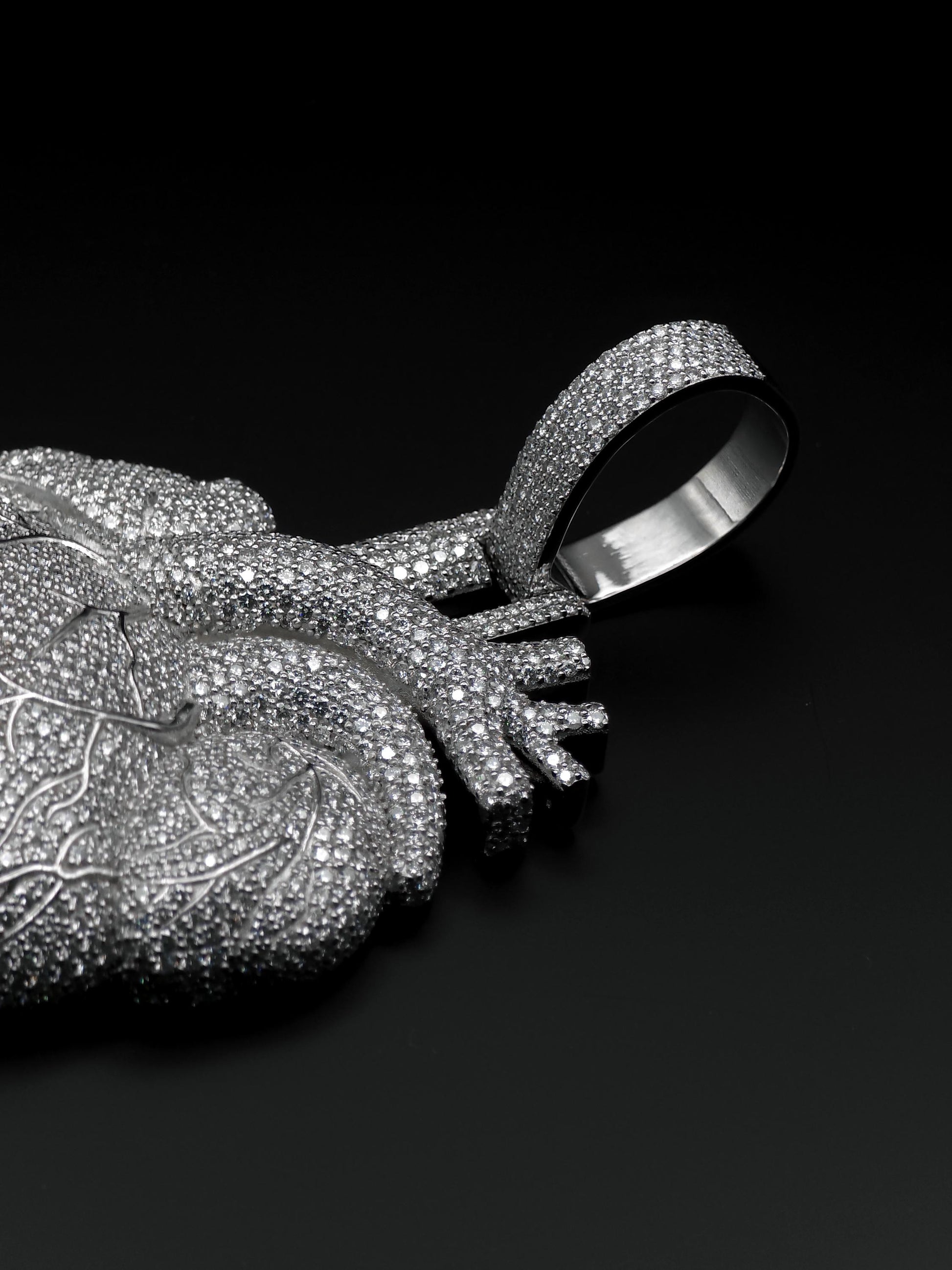 Custom Anatomical Heart Pendant – Iced Out | VVS-VS Lab Grown Diamonds | 925 Sterling Silver | 3” Tall Statement Hip Hop Jewelry