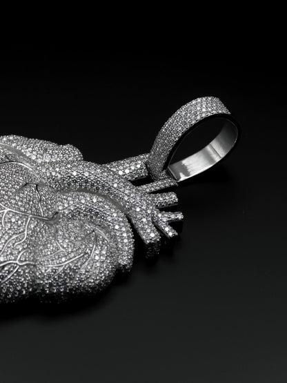 Custom Anatomical Heart Pendant – Iced Out | VVS-VS Lab Grown Diamonds | 925 Sterling Silver | 3” Tall Statement Hip Hop Jewelry