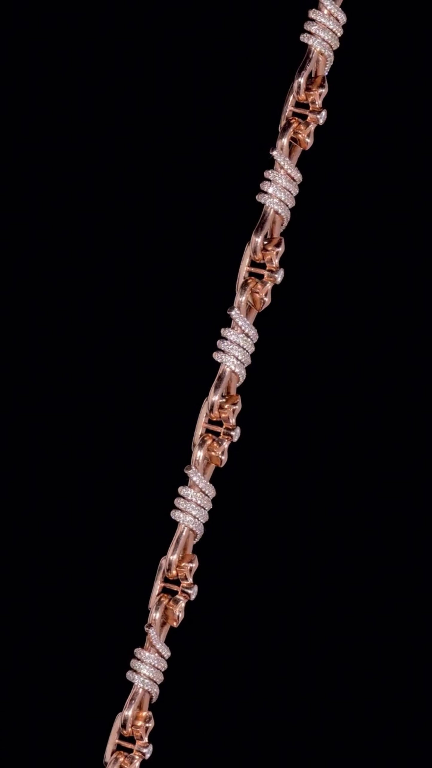 Chrome Barbed Wire Infinity Chain | 25 CT D-Color VVS1 Moissanite Diamond Necklace | Solid 925 Silver Rose Gold Iced Out Jewelry