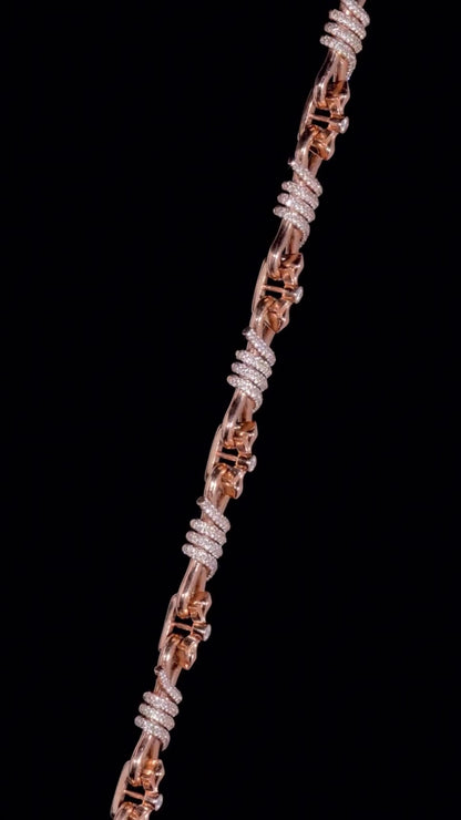 Chrome Barbed Wire Infinity Chain | 25 CT D-Color VVS1 Moissanite Diamond Necklace | Solid 925 Silver Rose Gold Iced Out Jewelry