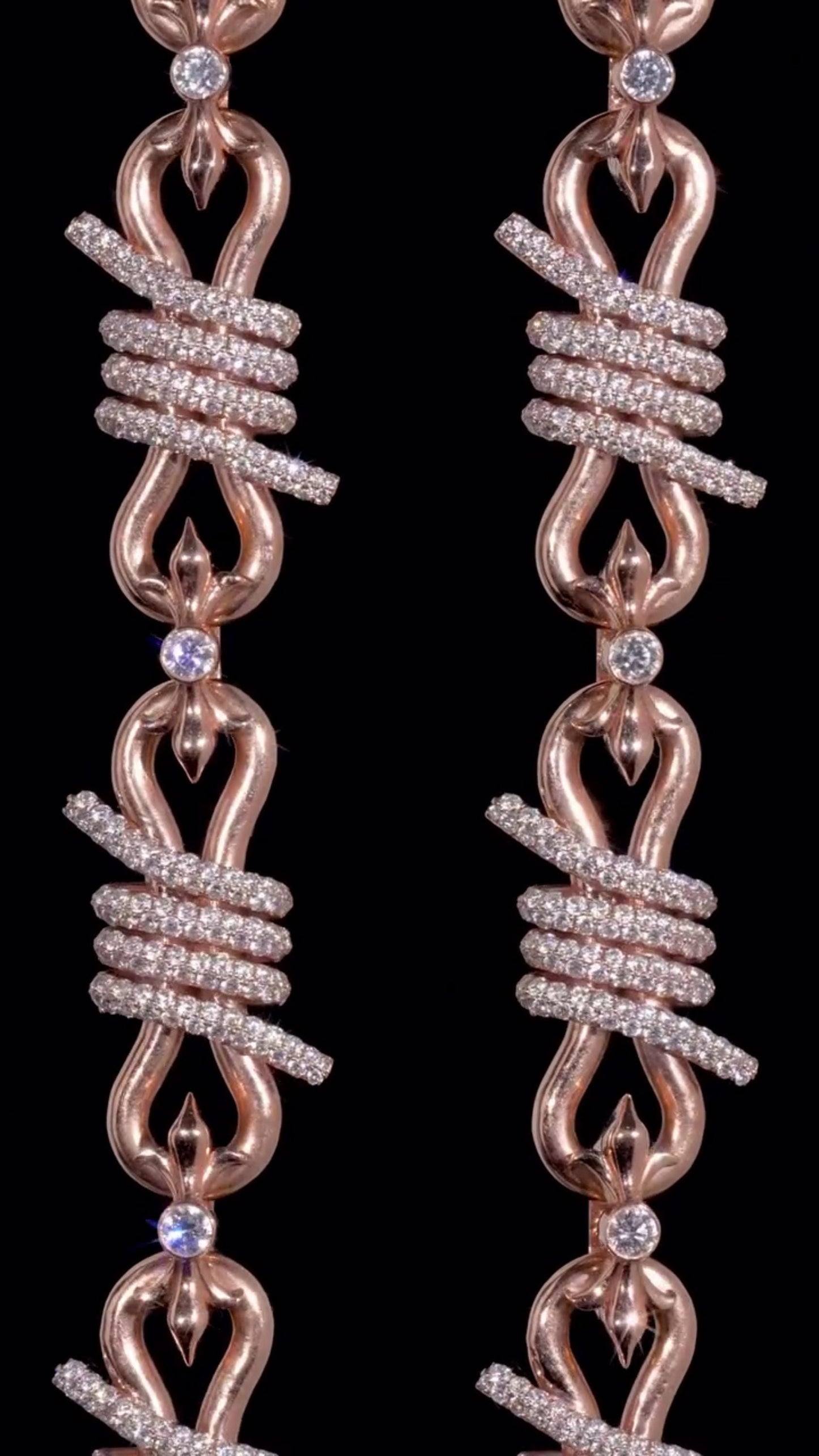 Chrome Barbed Wire Infinity Chain | 25 CT D-Color VVS1 Moissanite Diamond Necklace | Solid 925 Silver Rose Gold Iced Out Jewelry