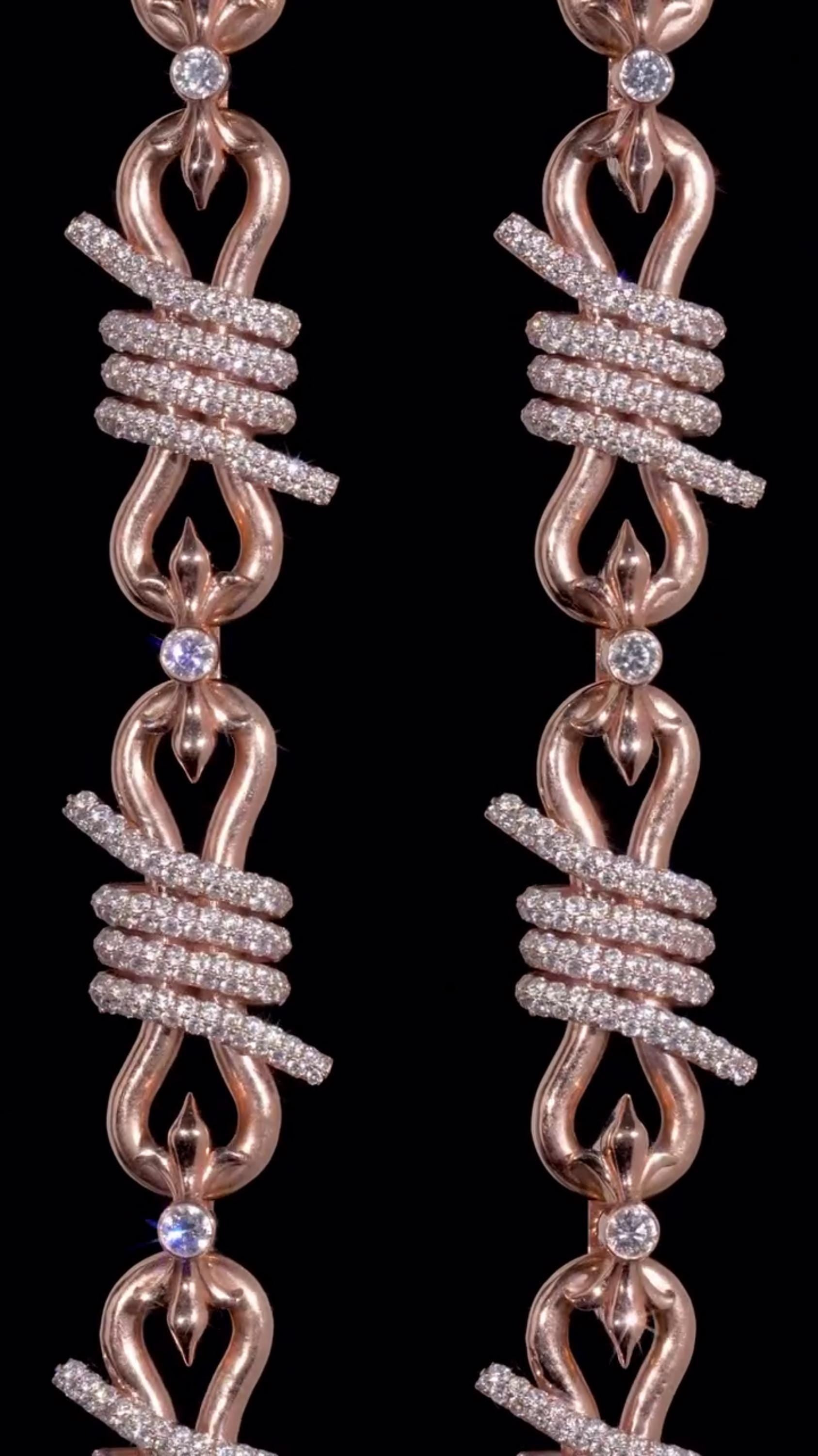 Chrome Barbed Wire Infinity Chain | 25 CT D-Color VVS1 Moissanite Diamond Necklace | Solid 925 Silver Rose Gold Iced Out Jewelry