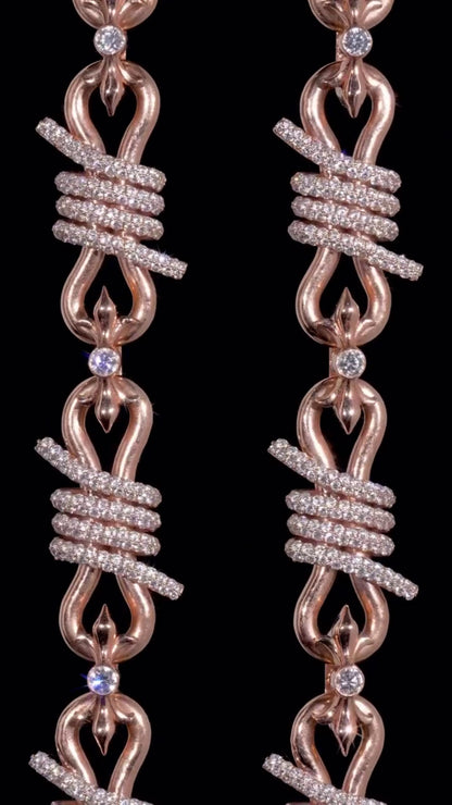 Chrome Barbed Wire Infinity Chain | 25 CT D-Color VVS1 Moissanite Diamond Necklace | Solid 925 Silver Rose Gold Iced Out Jewelry