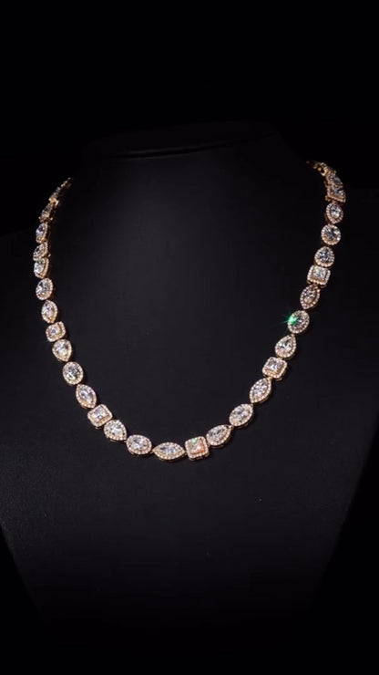 Luxury Charm Necklace | 38ct VVS D-Color Moissanite | Pear, Oval, Marquise & Princess Cuts | 925 Sterling Silver