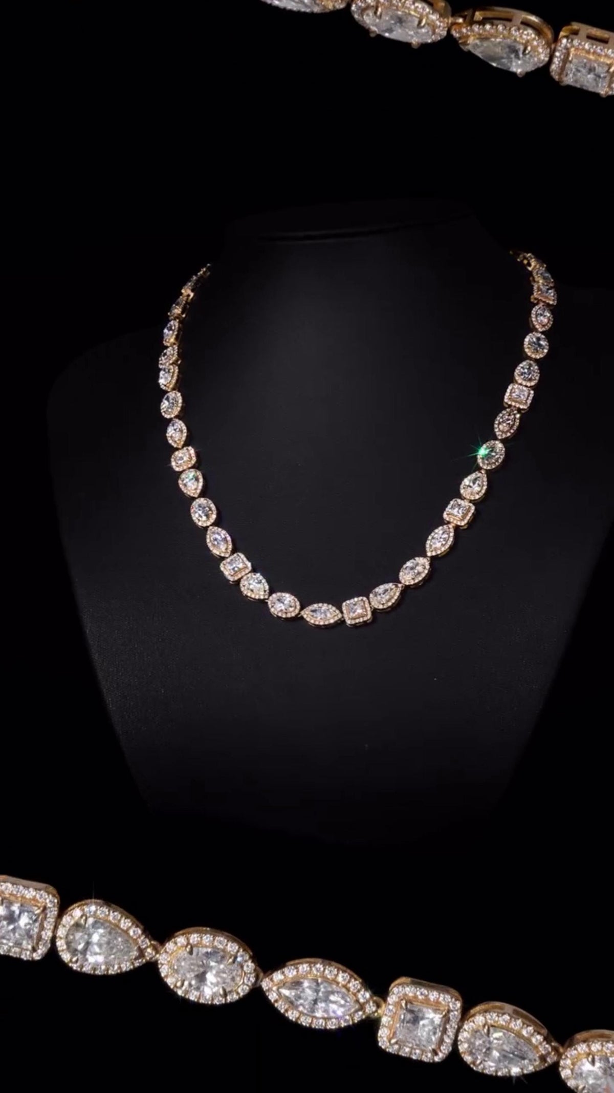 Luxury Charm Necklace | 38ct VVS D-Color Moissanite | Pear, Oval, Marquise & Princess Cuts | 925 Sterling Silver