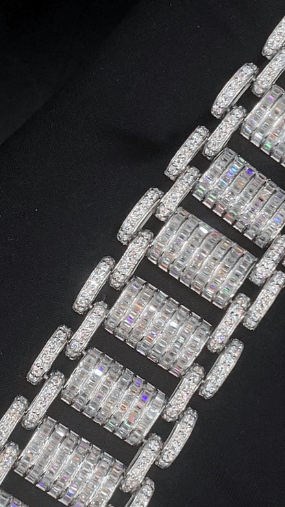 26mm VVS Moissanite Bracelet in Solid 10K Gold | Heavy Custom Link | 925 Silver Option | White, Yellow, Rose Tone | 7-9 Inch