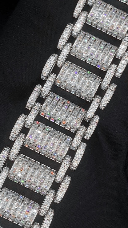 26mm VVS Moissanite Bracelet in Solid 10K Gold | Heavy Custom Link | 925 Silver Option | White, Yellow, Rose Tone | 7-9 Inch