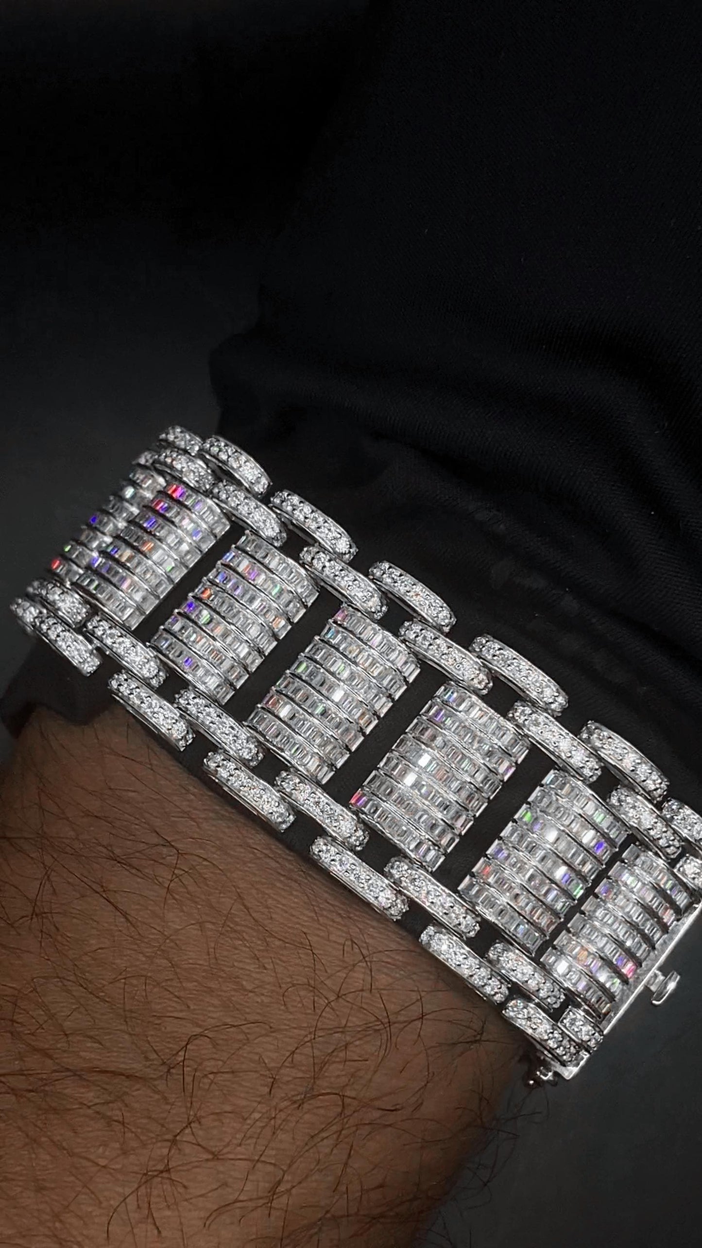 26mm VVS Moissanite Bracelet in Solid 10K Gold | Heavy Custom Link | 925 Silver Option | White, Yellow, Rose Tone | 7-9 Inch