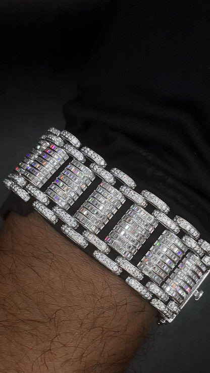 26mm VVS Moissanite Bracelet in Solid 10K Gold | Heavy Custom Link | 925 Silver Option | White, Yellow, Rose Tone | 7-9 Inch