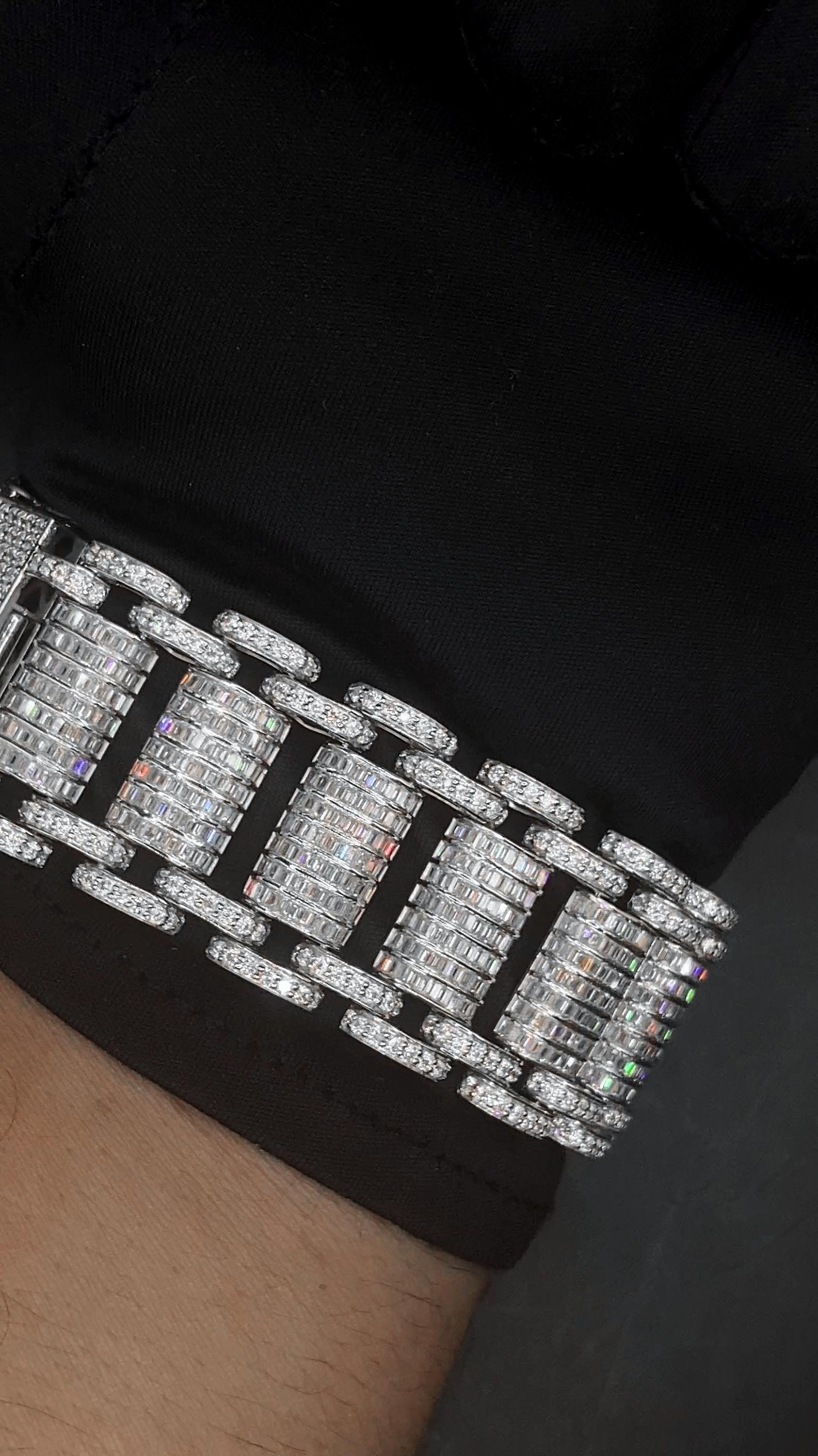 26mm VVS Moissanite Bracelet in Solid 10K Gold | Heavy Custom Link | 925 Silver Option | White, Yellow, Rose Tone | 7-9 Inch