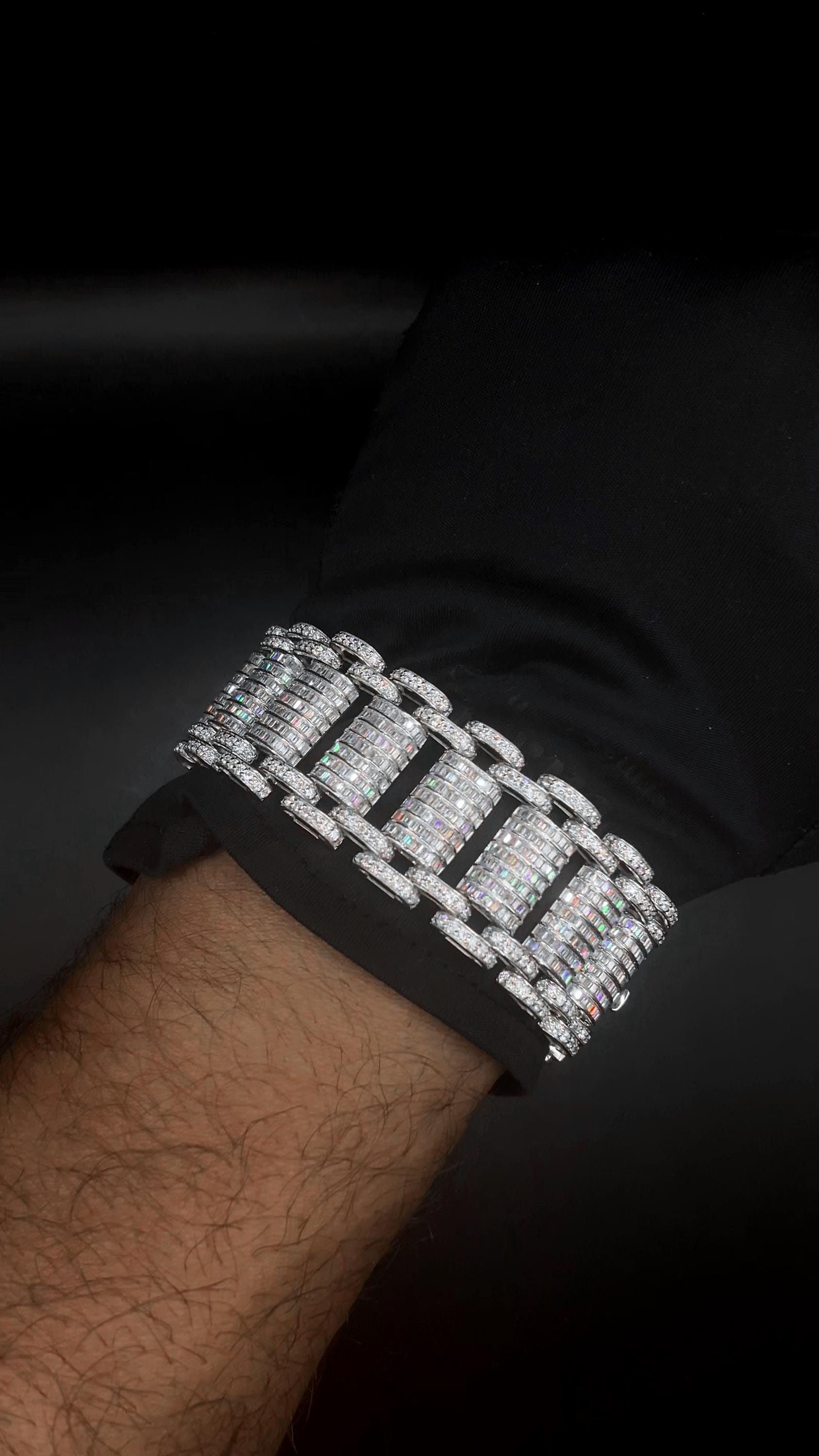 26mm VVS Moissanite Bracelet in Solid 10K Gold | Heavy Custom Link | 925 Silver Option | White, Yellow, Rose Tone | 7-9 Inch