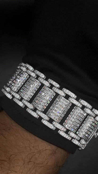 26mm VVS Moissanite Bracelet in Solid 10K Gold | Heavy Custom Link | 925 Silver Option | White, Yellow, Rose Tone | 7-9 Inch