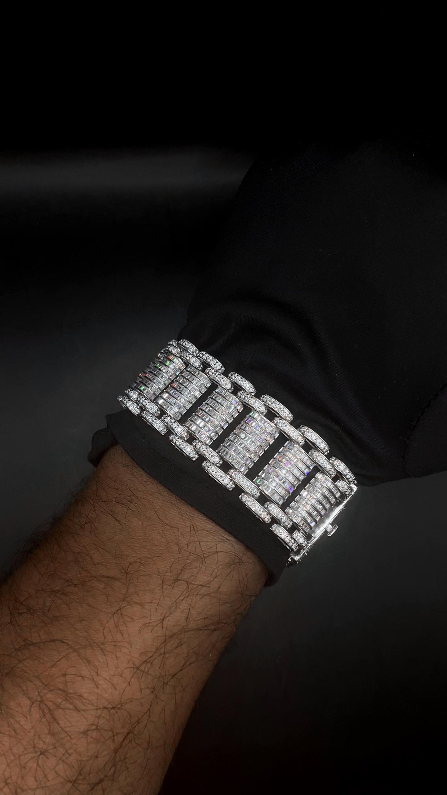 26mm VVS Moissanite Bracelet in Solid 10K Gold | Heavy Custom Link | 925 Silver Option | White, Yellow, Rose Tone | 7-9 Inch