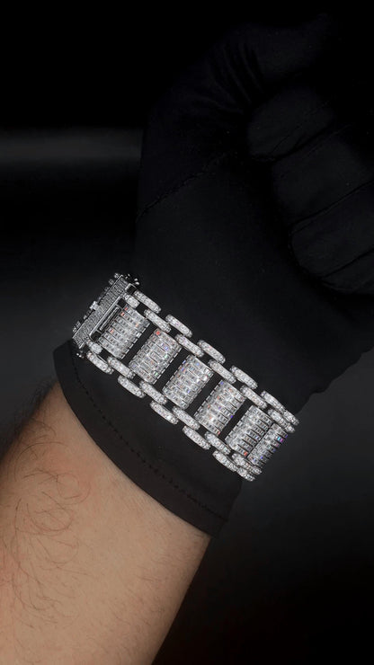 26mm VVS Moissanite Bracelet in Solid 10K Gold | Heavy Custom Link | 925 Silver Option | White, Yellow, Rose Tone | 7-9 Inch