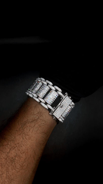 26mm VVS Moissanite Bracelet in Solid 10K Gold | Heavy Custom Link | 925 Silver Option | White, Yellow, Rose Tone | 7-9 Inch