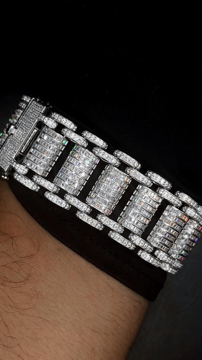 26mm VVS Moissanite Bracelet in Solid 10K Gold | Heavy Custom Link | 925 Silver Option | White, Yellow, Rose Tone | 7-9 Inch