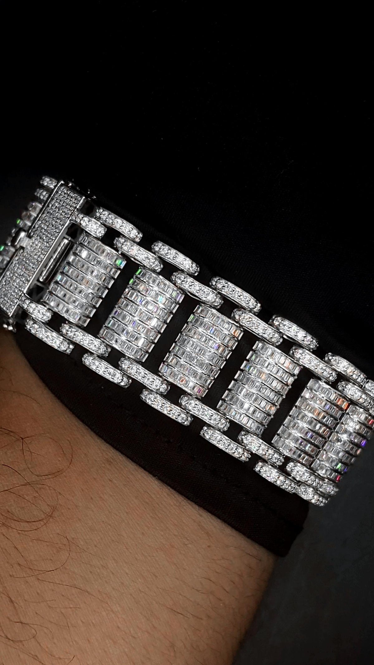26mm VVS Moissanite Bracelet in Solid 10K Gold | Heavy Custom Link | 925 Silver Option | White, Yellow, Rose Tone | 7-9 Inch