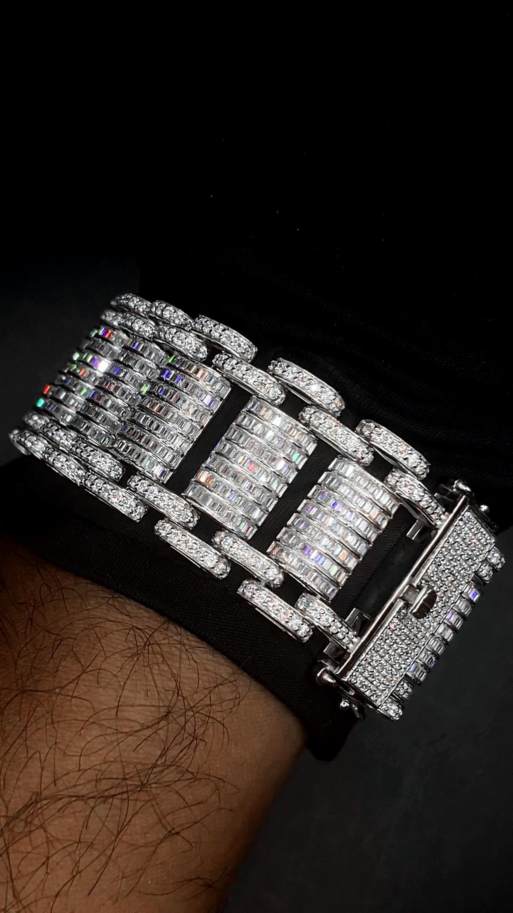 26mm VVS Moissanite Bracelet in Solid 10K Gold | Heavy Custom Link | 925 Silver Option | White, Yellow, Rose Tone | 7-9 Inch