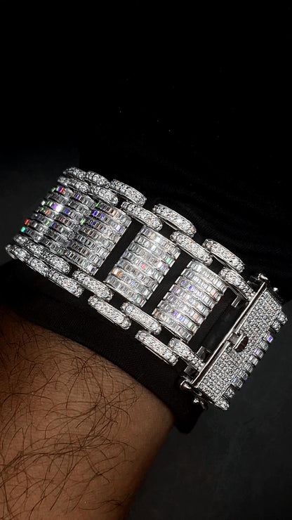 26mm VVS Moissanite Bracelet in Solid 10K Gold | Heavy Custom Link | 925 Silver Option | White, Yellow, Rose Tone | 7-9 Inch