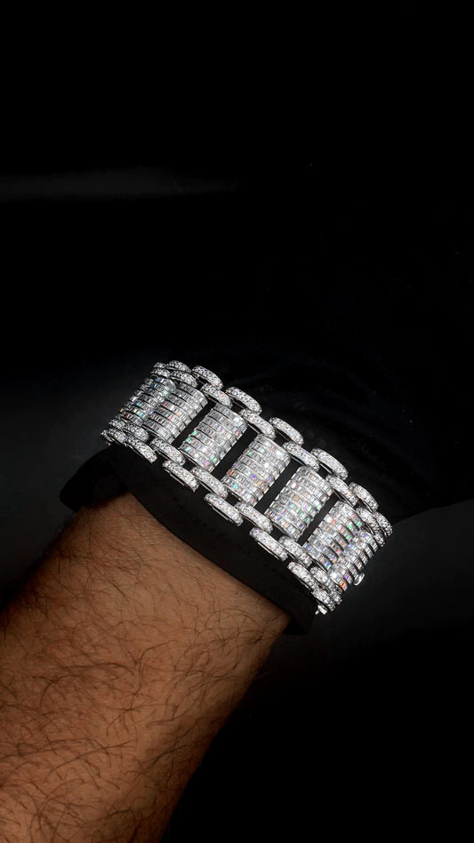 26mm VVS Moissanite Bracelet in Solid 10K Gold | Heavy Custom Link | 925 Silver Option | White, Yellow, Rose Tone | 7-9 Inch