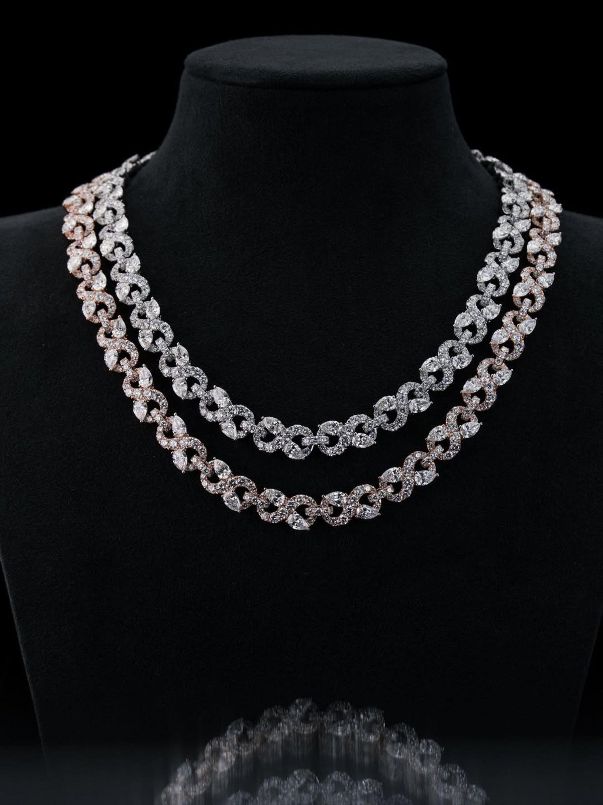 Designer Infinity Link Chain 12mm, VVS1 Quality Round & Pear-cut Moissanite Diamond, Pass Diamond Tester