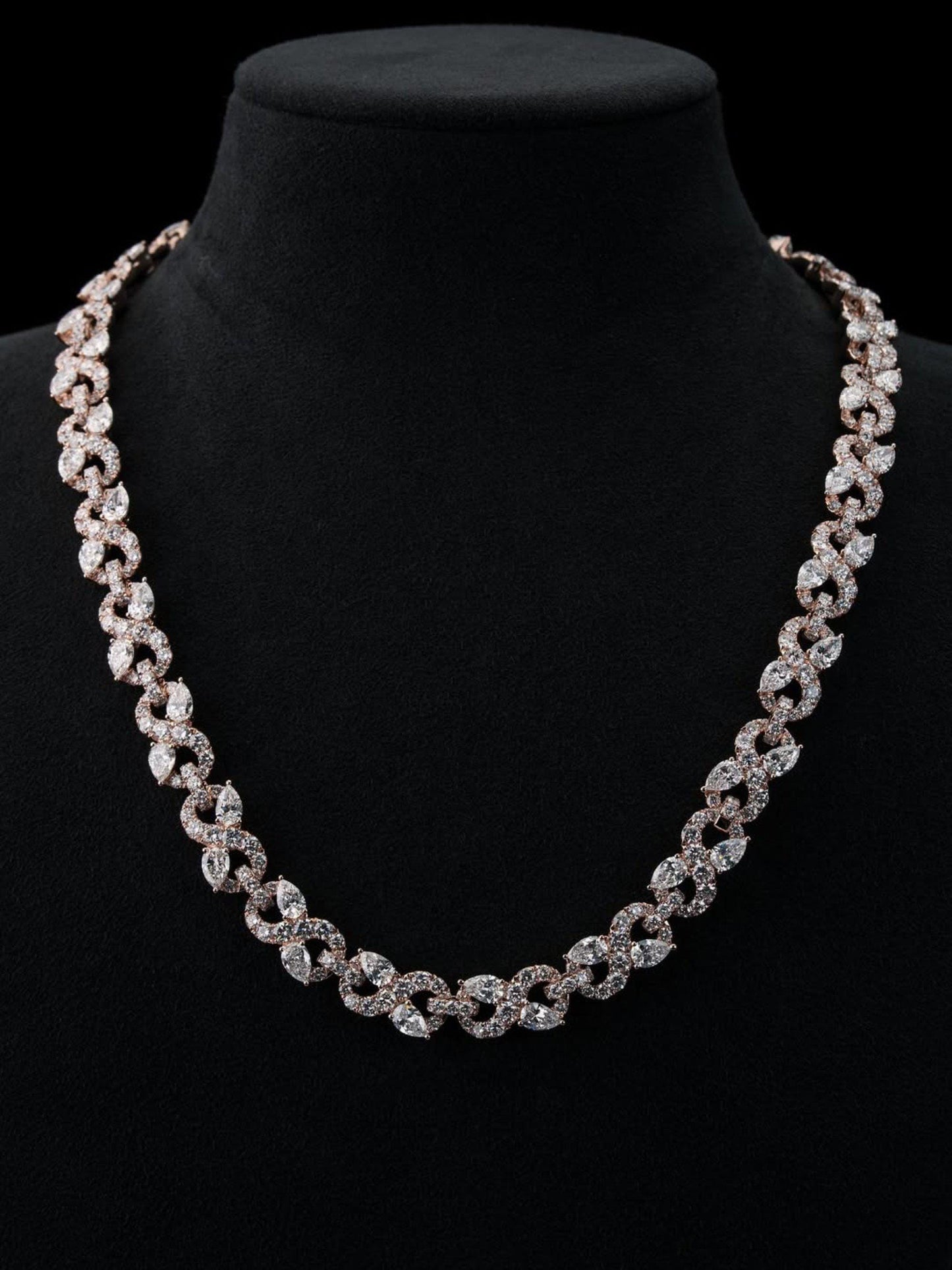 Designer Infinity Link Chain 10mm, VVS1 Quality Round & Pear-cut Moissanite Diamond, Pass Diamond Tester