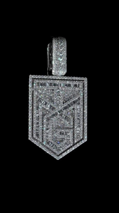 Custom Iced Out Lab Diamond Pendant – 2.5" Hip Hop Bling Jewelry | 925 Sterling Silver | Baguette & Round | Passes Diamond Tester