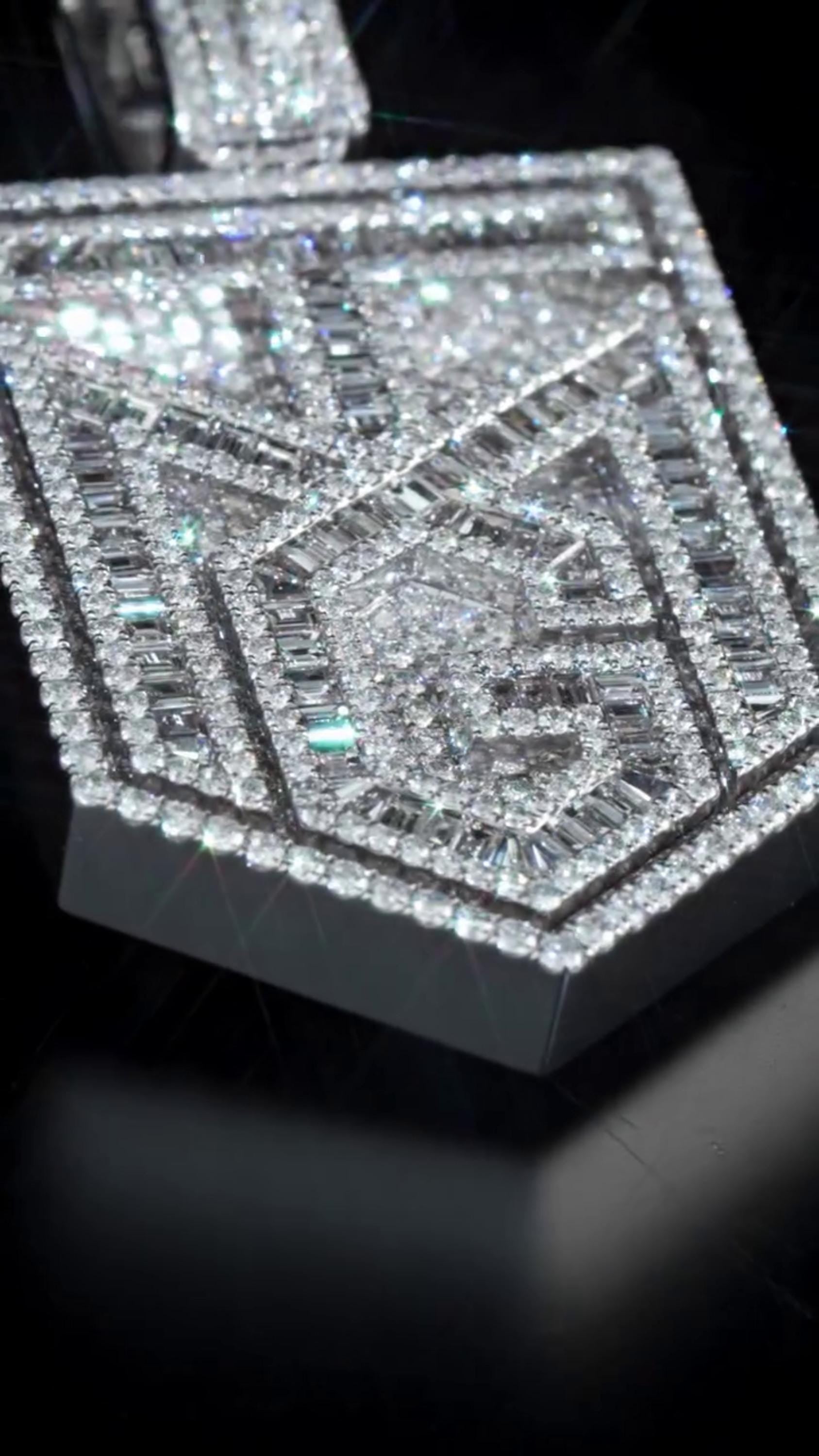 Custom Iced Out Lab Diamond Pendant – 2.5" Hip Hop Bling Jewelry | 925 Sterling Silver | Baguette & Round | Passes Diamond Tester