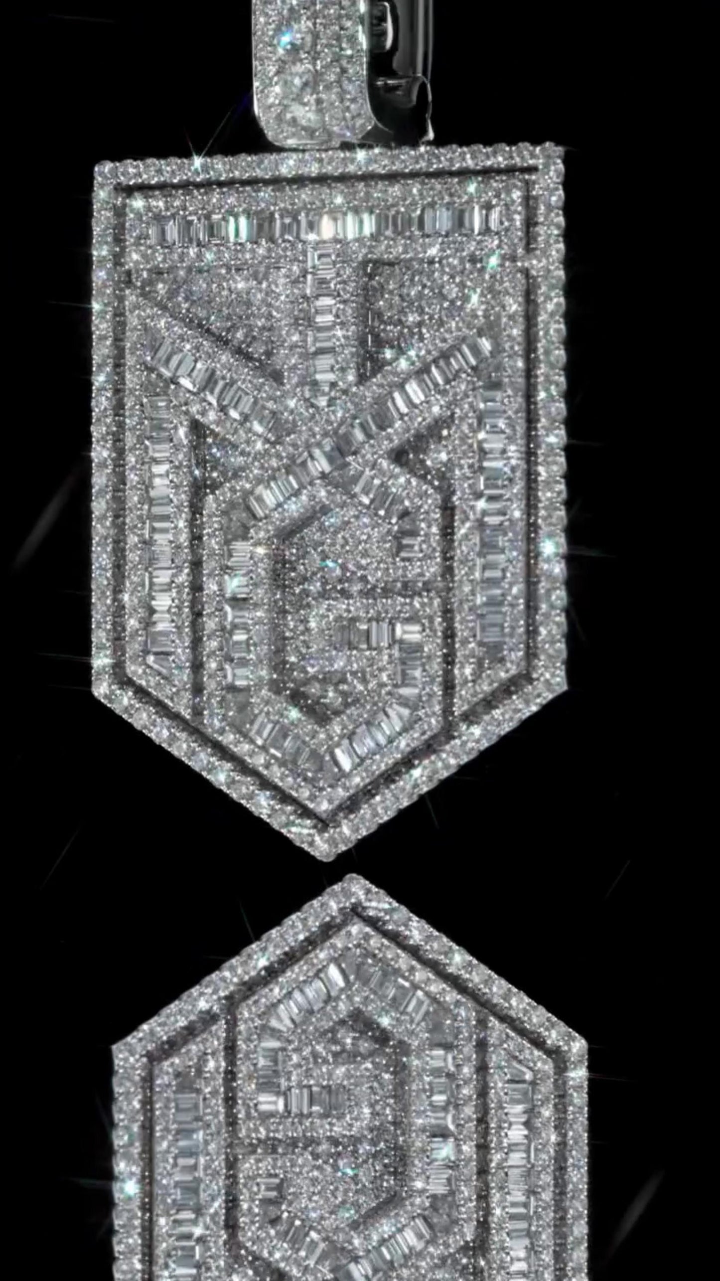 Custom Iced Out Lab Diamond Pendant – 2.5" Hip Hop Bling Jewelry | 925 Sterling Silver | Baguette & Round | Passes Diamond Tester