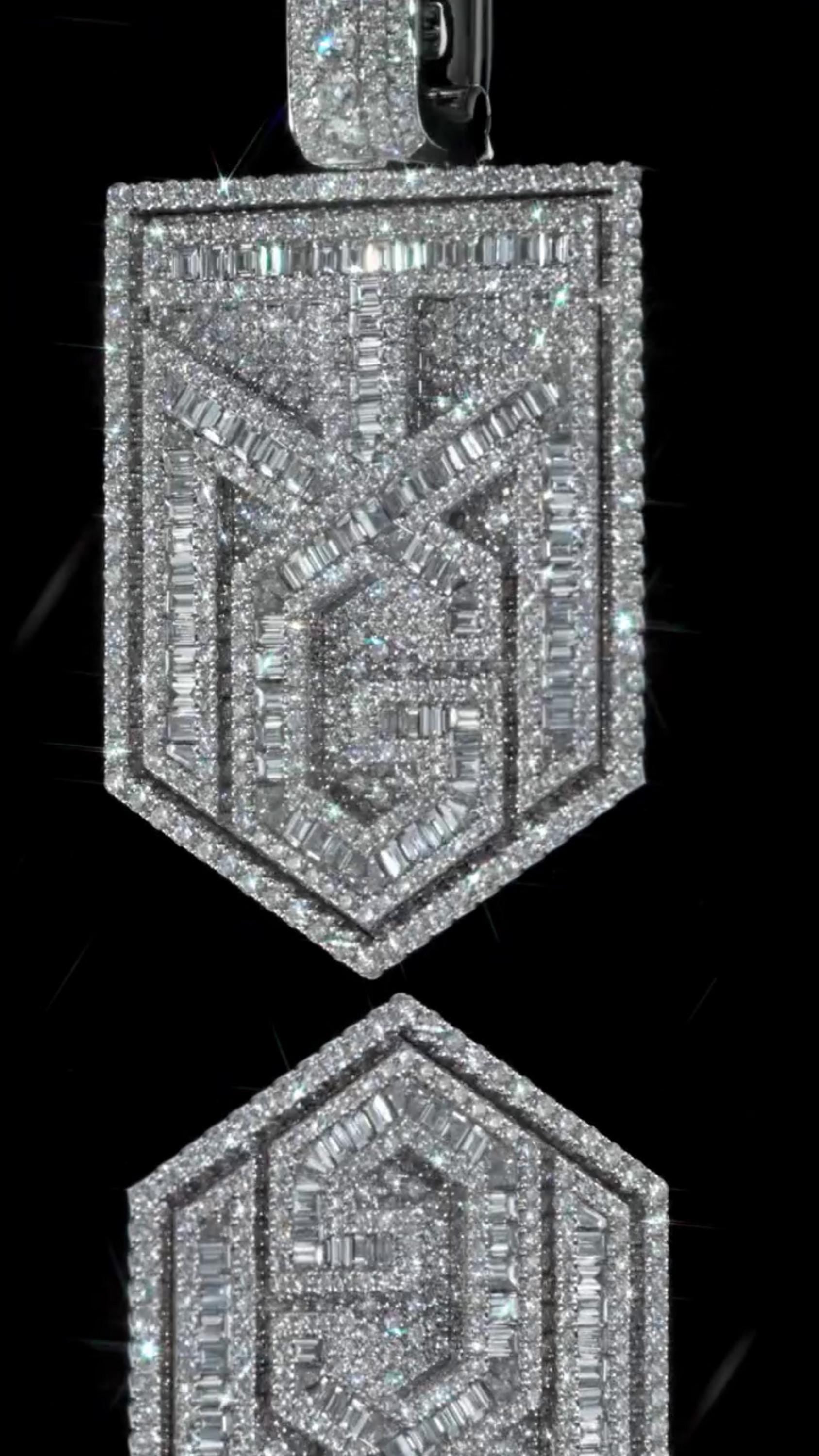 Custom Iced Out Lab Diamond Pendant – 2.5" Hip Hop Bling Jewelry | 925 Sterling Silver | Baguette & Round | Passes Diamond Tester