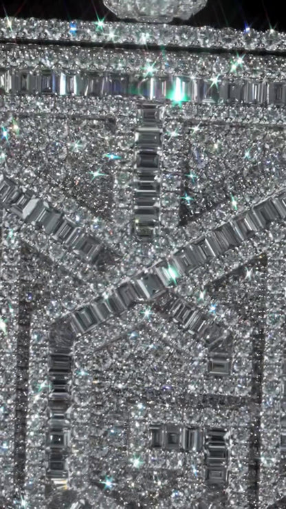 Custom Iced Out Lab Diamond Pendant – 2.5" Hip Hop Bling Jewelry | 925 Sterling Silver | Baguette & Round | Passes Diamond Tester