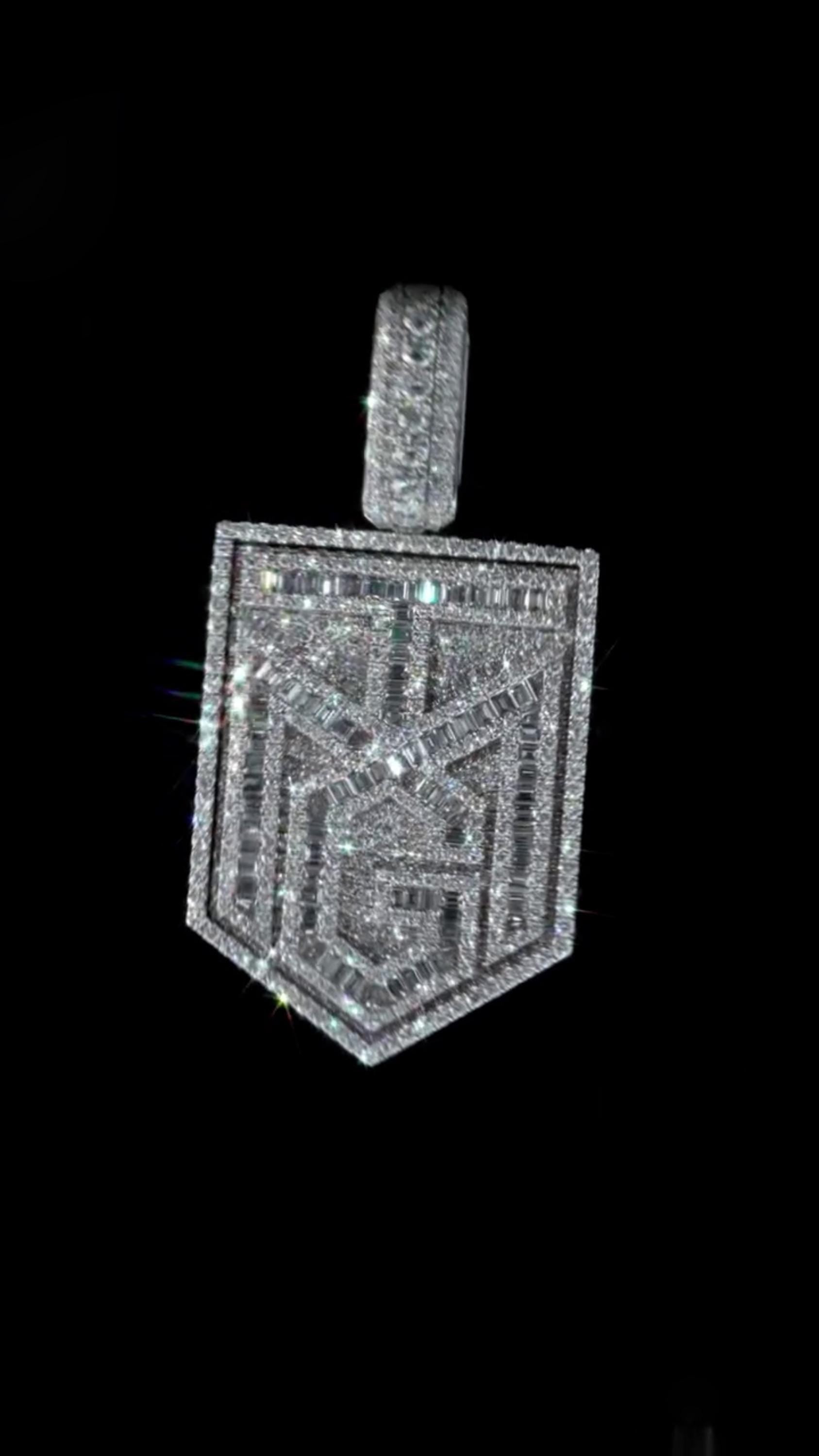 Custom Iced Out Lab Diamond Pendant – 2.5" Hip Hop Bling Jewelry | 925 Sterling Silver | Baguette & Round | Passes Diamond Tester