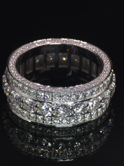Iced Out Moissanite Eternity Ring – Sterling Silver Luxury Jewelry for Men, Iced Out Pinky Ring, Statement Rings For Him