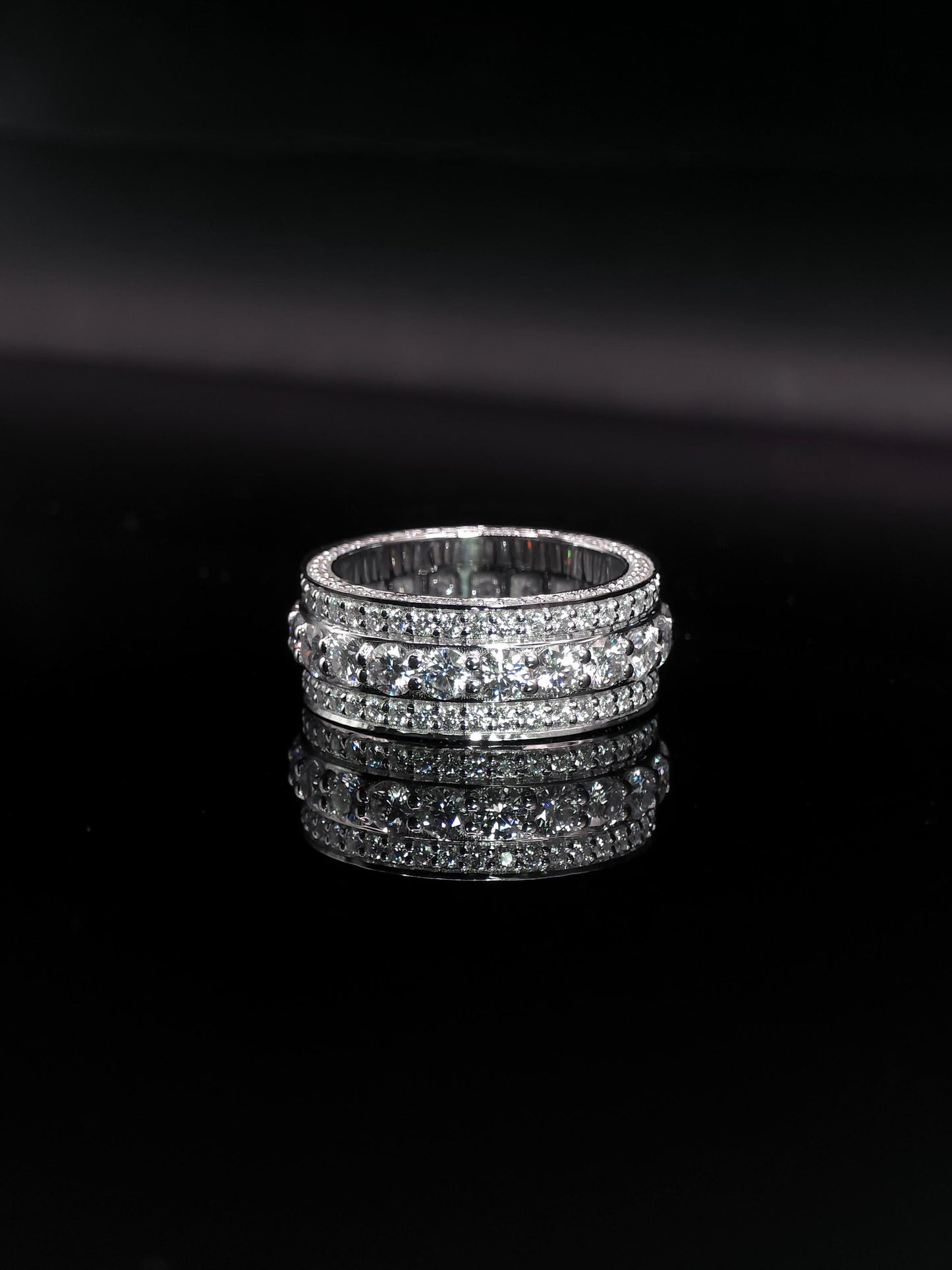 Iced Out Moissanite Eternity Ring – Sterling Silver Luxury Jewelry for Men, Iced Out Pinky Ring, Statement Rings For Him